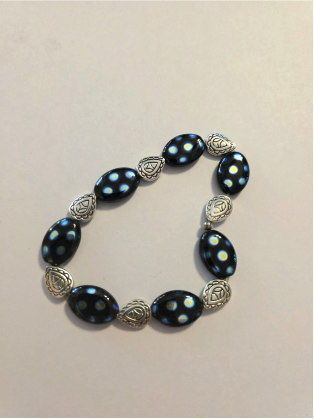 Black Czech Glass Beaded Bracelet